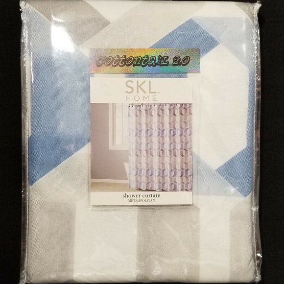 SKL Home Shower Curtain Metropolitan 70" x 72" White/Gray/Blue -New in Package - Picture 2 of 4
